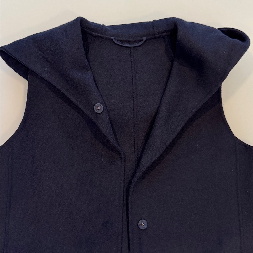 ‘S MaxMara long hooded, sleeveless wool/alpaca coat